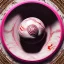 Placeholder: Light pink swirling marble texture,elf in big snail house, centered table & chair,transparent soft shadows,reflective metal ball,red lazer beam, round mirrors HD 4K Unreal Engine 5 bokeh