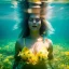 Placeholder: Bo Derek underwater with yellow flowers for hair, closed eyes, rtx, reflection, 8k, glow, winning photography, caustics