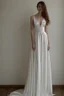 Placeholder: White wedding dress in silk and lace exposed from the shoulders and waist Photorealistic