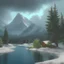 Placeholder: landscape mountain storm snow, oil painting, bob ross style, detailed