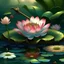 Placeholder: Lotus réaliste sur l'eau japonais avec de la déco en fond qui fait pansé a des katana et un sabreur