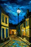 Placeholder: village in night with lamp bult in streets by van Gogh.