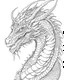 Placeholder: coloring image of dragon, line art, realistic, white background