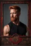 Placeholder: portrait of a muscular and handsome 40 year old man with red hair and a neatly trimmed beard