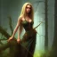 Placeholder: frank frazetta style, witch in the forest, dusk