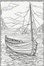 Placeholder: coloring page for kids, ROWBOAT, thick outline, low details, no shading, no color