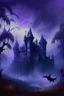 Placeholder: A dark purple haunted vampire castle with ghosts painted by Ivan Aivazovsky