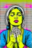 Placeholder: Vintage pop art style of a jewish woman from the torah praying to god