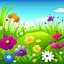 Placeholder: cartoon field flowers background