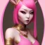 Placeholder:  Asian woman, pink short hair, rabbit mask, latex suit, highly detailed,