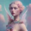 Placeholder: fairy, pink, blue, turquoise, beautiful, hyperrealism, masterpiece, expert, cinematic lighting, sharp focus, 8K, pastel, macro lens, woman, detailed, flower, galactic atmosphere