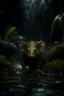 Placeholder: bat rat won the dark clouds, portrait in weird waterfall in moist swamp planet , photo-realistic, shot on Hasselblad h6d-400c, zeiss prime lens, bokeh like f/0.8, tilt-shift lens 8k, high detail, smooth render, down-light, unreal eng