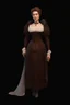 Placeholder: warm but stern aunty victorian era, posh british accent influenced, high born facial features dnd character on a solid black background, full body image, high quality realistic.