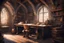 Placeholder: fantasy medieval study room with a desk