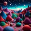 Placeholder: Odd dada village made of modeling clay, odd, block colours, surreal landscape, sharp focus, colorful, stars and planets, bokeh, 8k, highly detailed, large format film, medium format film, shot on Hasselblad