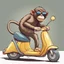 Placeholder: Monkey riding a scooter with sunglasses, cartoonize