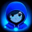 Placeholder: Epic blue cartoon profile picture for my youtube channel in a black void with hoodie