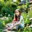 Placeholder: Teenager girl sitting in garden