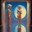 Placeholder: [art by Angus McKie] the reflection in the mirror is not her