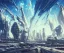 Placeholder: A Spaceship is taking off from a buzzing Space port on a heavy industrialized planet with a futuristic city in the background, retrofuturistic, art by John Berkey, buildings with glass facades, brutalist architecture, insanely detailed, vibrant, 8k uhd, cinematic atmosphere, ultra-wide angle, street level view, brush strokes, blue sky with clouds, dramatic sunset, sharp focus