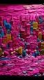 Placeholder: A purplish magenta city made out of yo-yos painted by Vincent van Gogh