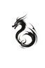 Placeholder: minimalist dragon ink logo, white background