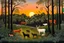 Placeholder: A forest glade with animals at sunset by artist "Henri Rousseau"