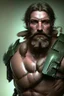 Placeholder: photorealistic male bearded handsome soldier, hyperdetailed painting, luminism, Bar lighting, complex, dark green miltary, 4k resolution concept art, Artgerm, WLOP, Alphonse Mucha, 3d render, octane render, intricately detailed, cinematic, awesome full color, hand drawn, dark, gritty, cinematic, buckeye burl