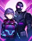 Placeholder: Superhero, purple, boy, cyberpunk style