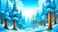 Placeholder: fantasy cartoon: sky with winter forest