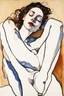 Placeholder: woman in a sun bath, similar to egon schiele