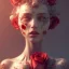 Placeholder: old cracked skulls and red roses, flower beautiful girl,utra realistic,highly detailed, sharp focus, insanely detailed, parallax flowers, honeybee, fantasy art, intricate detailed, elegant, fog, Special Lighting, Vibrant, color Scheme, forest, unreal engine 5, trending on artstation