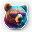 Placeholder: sticker on white background, 3d Head of a Bear with sunglasses, psychedelic, octane render, unreal engine 5, DMT art, funny, smiling