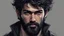 Placeholder: (masterpiece), best quality, expressive eyes, perfect face, Men, 38 years, 176 cm tall, Short black hair, messy hairstyle, black bearded beard, (masterpiece) draw, horror art style, dark horror style, serious face