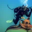 Placeholder: Diver riding a big octopus