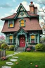 Placeholder: full color detailed image of an vintage whimsical house