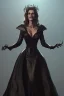 Placeholder: Julia Roberts as evil queen in black leather gown, evil, busty, cleavage, curvy, angry, stern look. character design by cory loftis, fenghua zhong, ryohei hase, ismail inceoglu and ruan jia. unreal engine 5, artistic lighting, highly detailed, photorealistic, fantasy