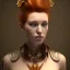 Placeholder: head and shoulders portrait of a beautiful steampunk women with ginger hair, 8k resolution