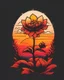 Placeholder: retro sunset flower for T-Shirt design