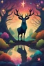 Placeholder: A 🦌=A. legendary hybrid He stands on a strange land of monsters. And trees. The sky is decorated with colorful stars