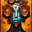 Placeholder: an abstract painting of rusted metal and flowers, afro portrait, rust, scaffolding, iron cladding, decay, mixed media, textured, anatomically correct, beautiful perfect face, sharp focus, highly detailed