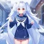 Placeholder: Clear focus,8k,Beatiful Lighting,Detailed,blue long pigtails,fluffy hair, long fluffy bangs, red eyes, wearing a sailor uniform, short skirt, snowy aesthetic