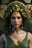 Placeholder: mdjrny-v4 style Medusa, greek mythology, young female face, green aesthetic, young female face, golden ratio, symmetric, elegant, ornate, luxury, matte painting, ultra realistic, concept art, intricate details, highly detailed, photorealistic, octane render, 8k, unreal engine, sharp focus, volumetric lighting unreal engine. art by artgerm and greg rutkowski and Alphonse Mucha and Vraska GolgariHijabi cute girl with cyberpunk prosthetics, with QURAN, in islamic dress, long hair, Spaceship inside,