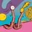 Placeholder: Two cartoonist drawn worms in love, staring at each other, absurdist, dr. Seuss, pop art, romantic