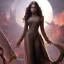 Placeholder: fantasy setting, insanely detailed, dark-skinned woman, indian, black wavy hair, magician, medieval cothes