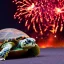 Placeholder: Turtle and Fireworks