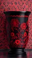 Placeholder: red and black lace ornamental vase, 8K