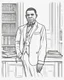 Placeholder: Outline art for coloring pages with Booker T. Washington, white background, sketch style, only use black outline, white background, no shadows and well and clear outline