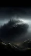 Placeholder: ,surrealism of the dark of a nightmare ten miles high and six foot deep, hyper photorealistic, hyper detailed dark art color, high resolution, fog, octane render, tilt shift, HDRI Environment, all pictures dark gray, a cigar shape comet hovering in the sky
