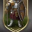 Placeholder: Chain mail, Anglo Saxon, full body, watercolour, spear, shield, standing